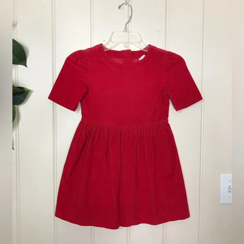 Christmas Gap Kids SS Red Velvet Dress 6 / 7 Small  98% Cotton 2% Spandex  Sm…